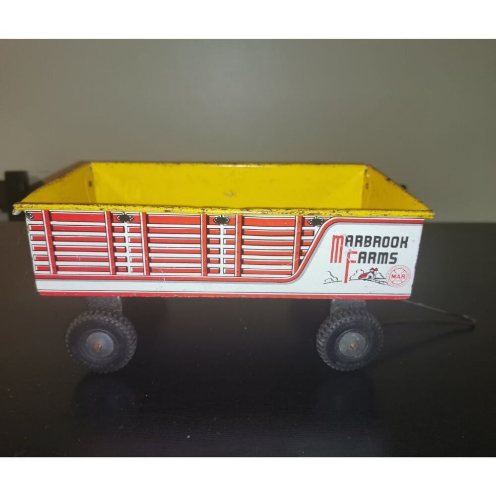 VINTAGE‎ LOUIS MARX TIN LITHO MARBROOK FARMS PULL TRAILER 12"